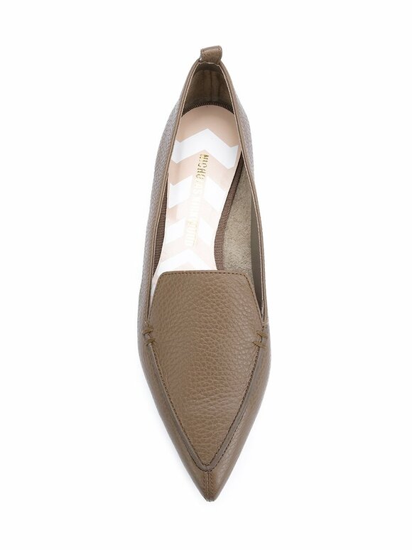 Nicholas Kirkwood - Beya Taupe Grained Leather Pointed Flat