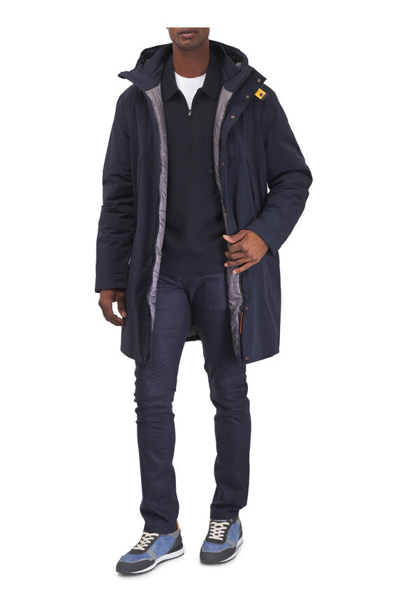 Moncler - Navy Blue Jersey Cotton Quarter Zip Pullover