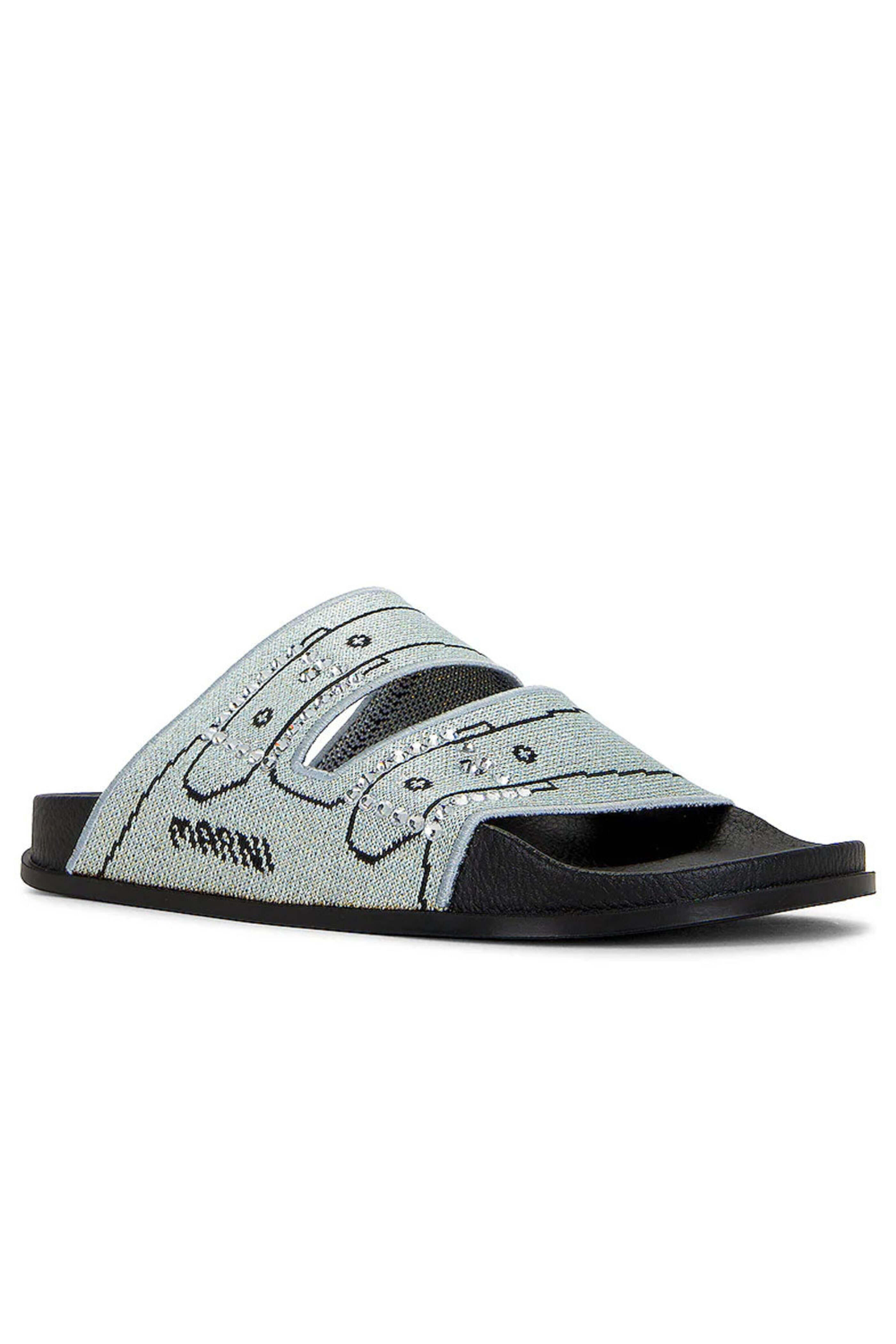 Marni Embroidered Slip On Marni - Embroidered Slip On Sandal in Silver | Mitchell Stores main image 2