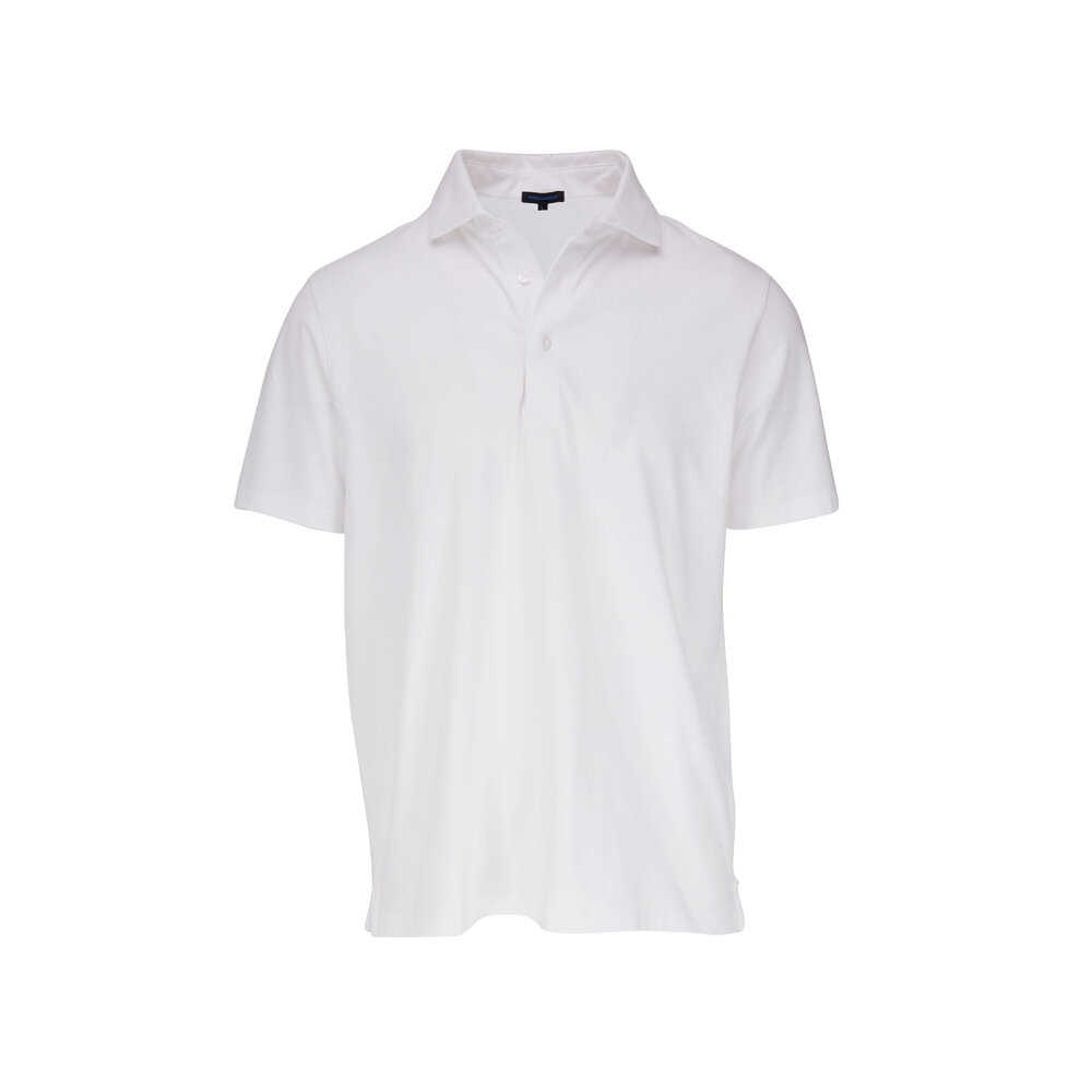 Patrick Assaraf - White Short Sleeve Stretch Polo