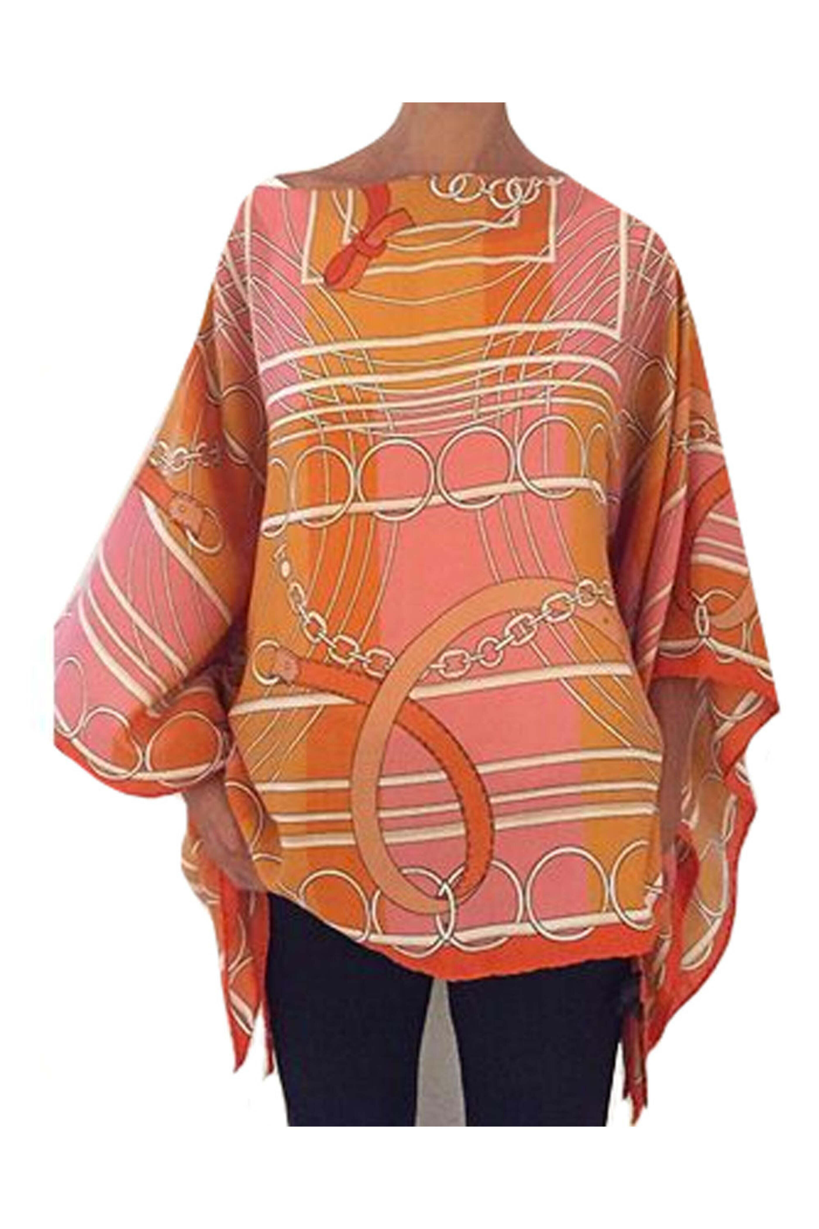 Rani Arabella - Orange Venezia Printed Cashmere Poncho