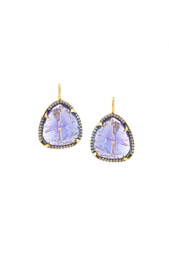 Sylva & Cie Tanzanite & Diamond Teardrop Earrings