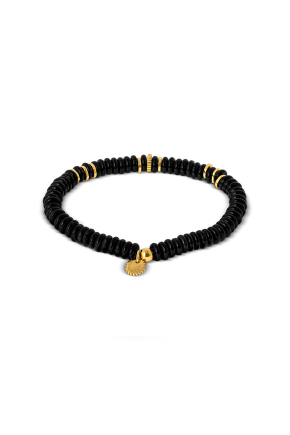 Tateossian - Black Agate & Bamboo Stretch Bracelet