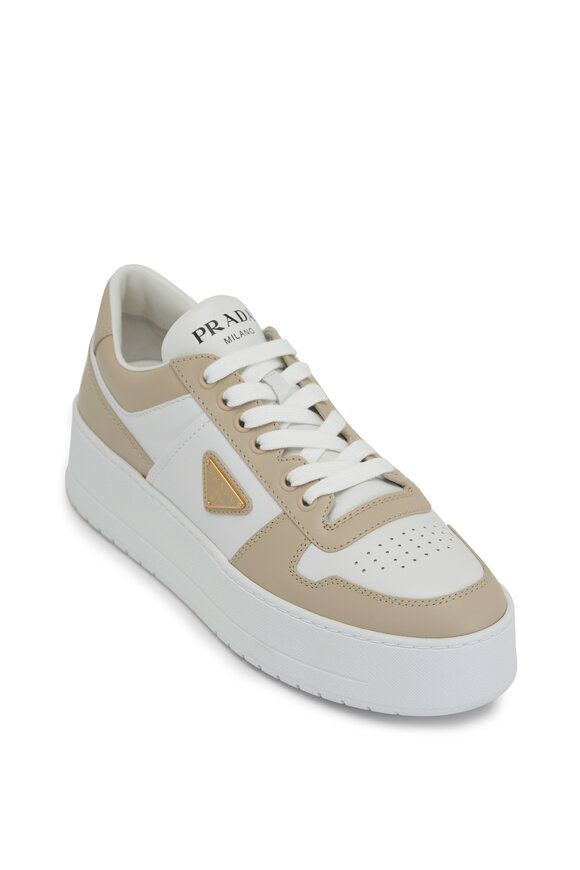 Prada Downtown Bold White & Desert Platform Sneaker