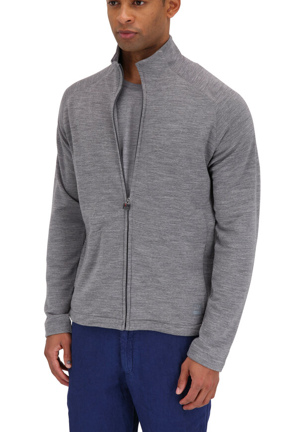 Z Zegna - Gray Techmerino Front Zip Sweatshirt