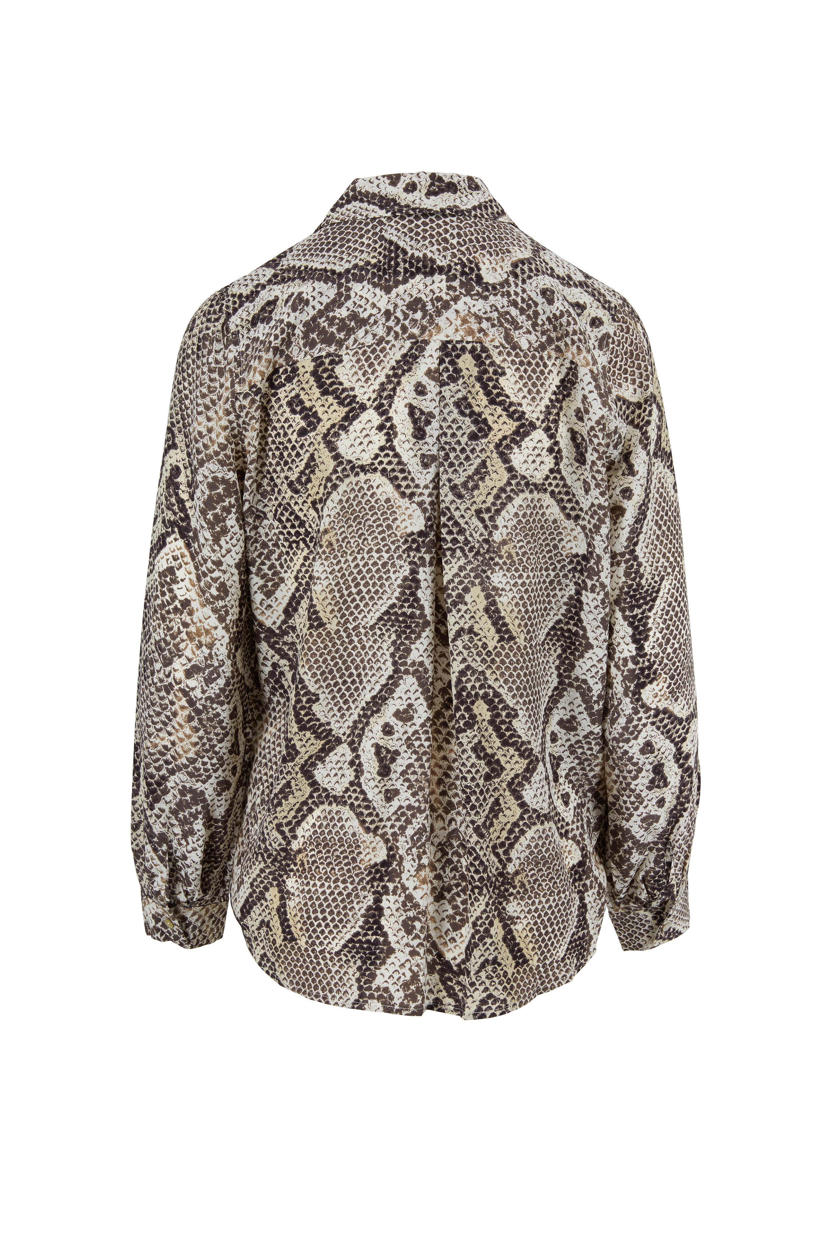 L'Agence - Nina Silk Natural Python Print Blouse