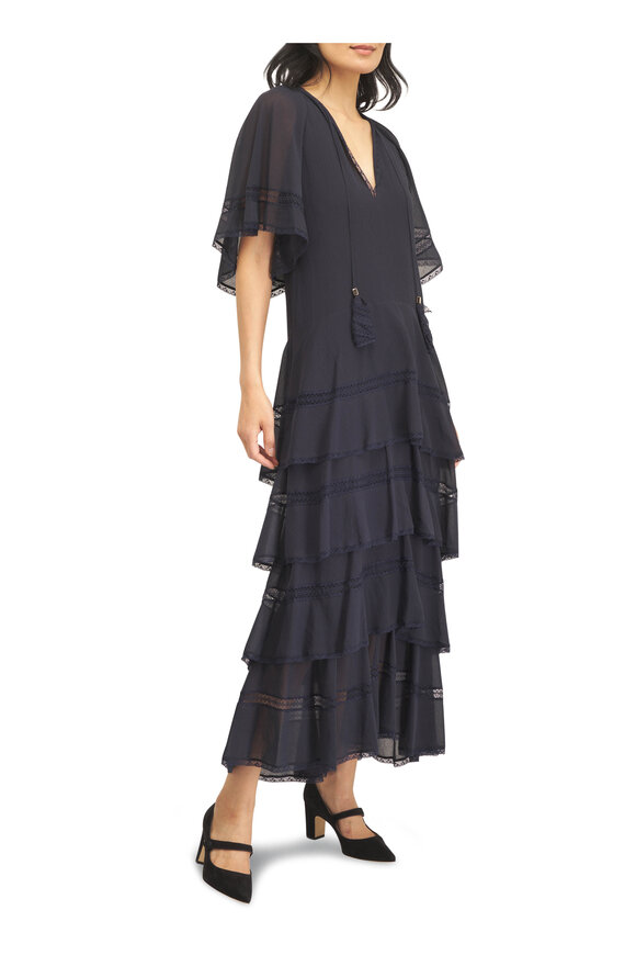 Dorothee Schumacher Dreamful Volumes Dark Navy Cotton & Silk Dress - view 2