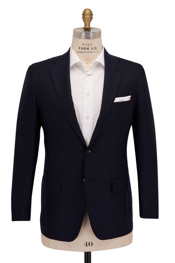 Kiton Solid Blue Cashmere Sportcoat - view 3