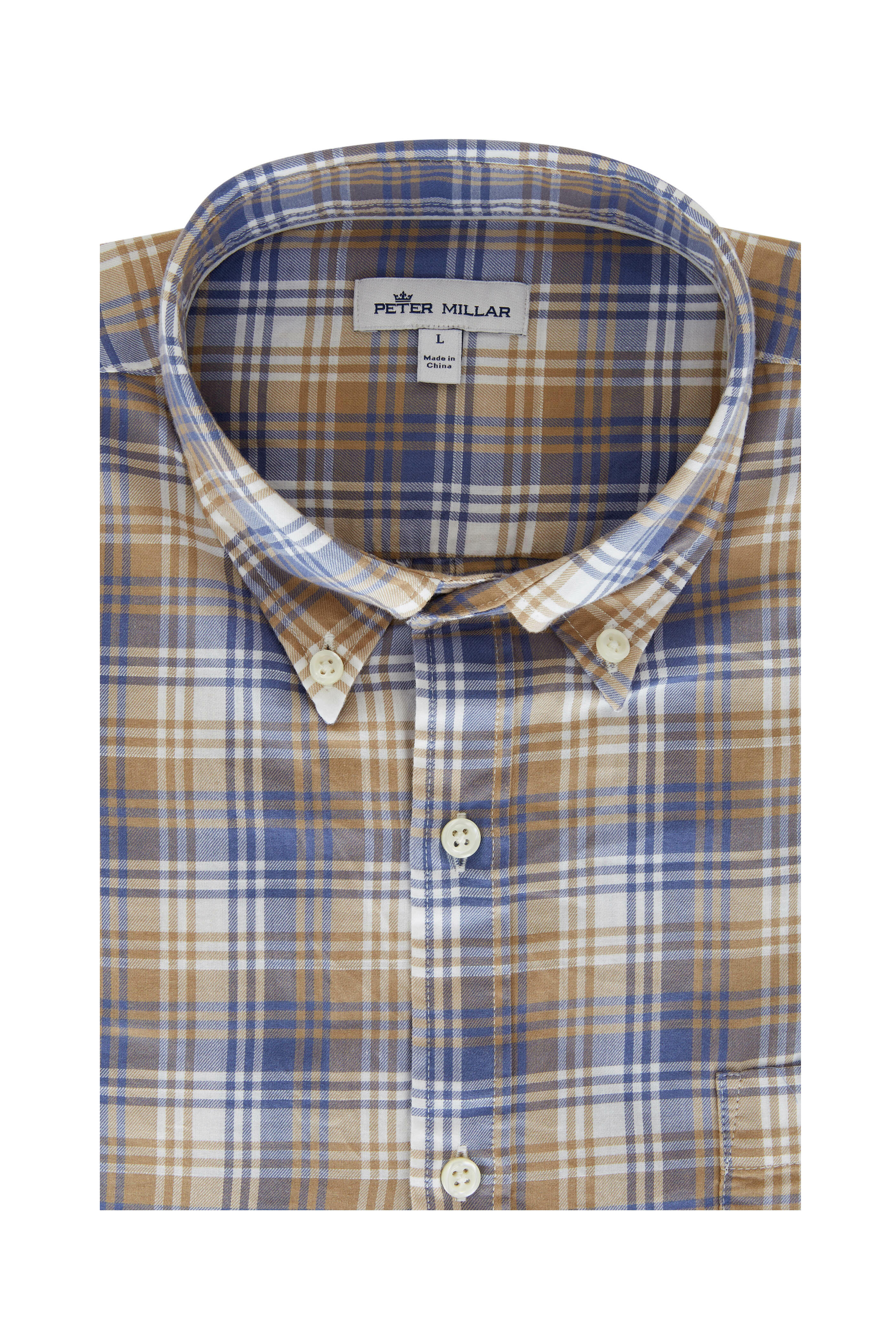Peter Millar - Tan & Blue Plaid Sport Shirt
