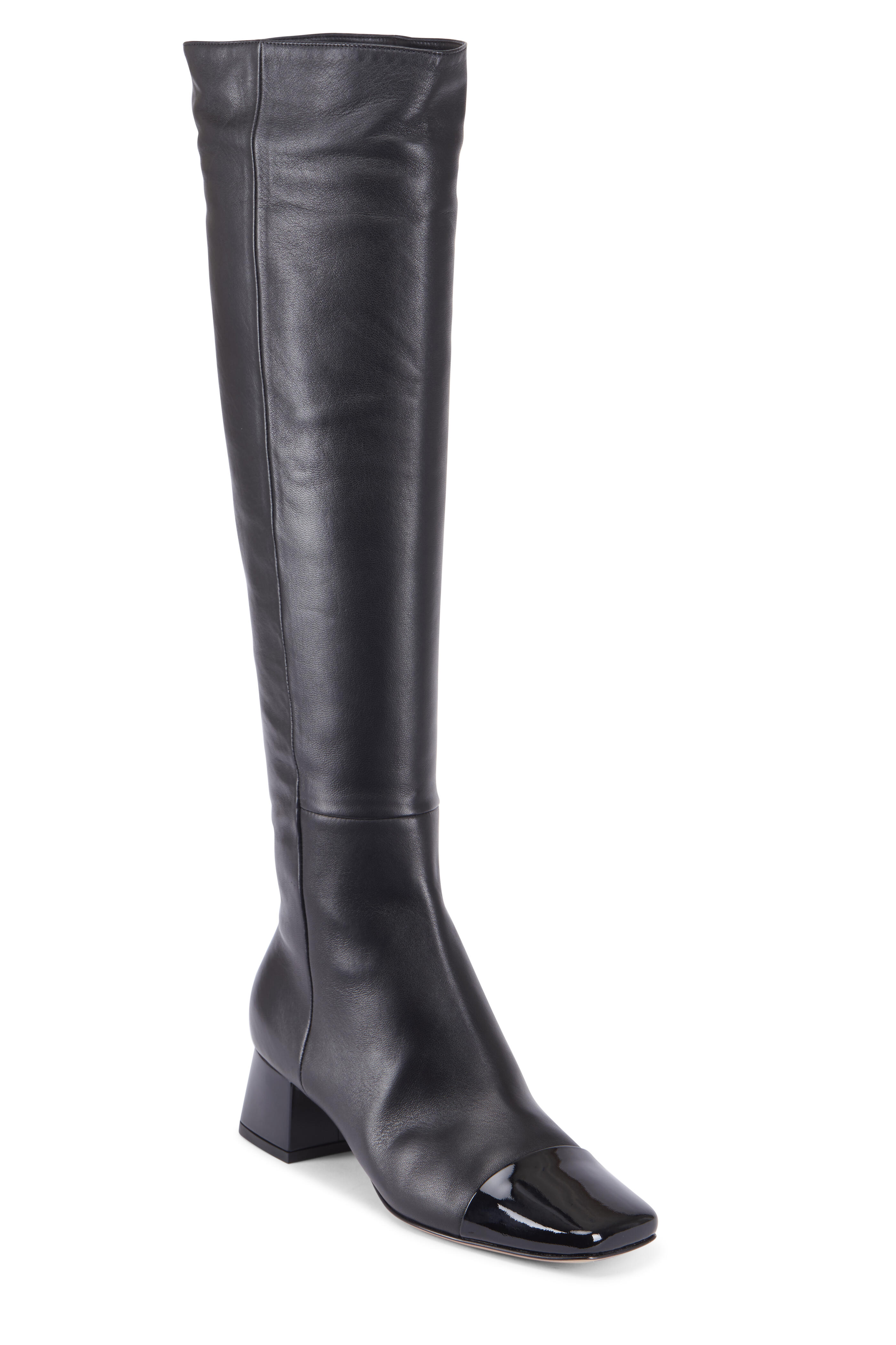 Gianvito Rossi - Vernice Black Leather Cap-Toe High Boot, 45mm
