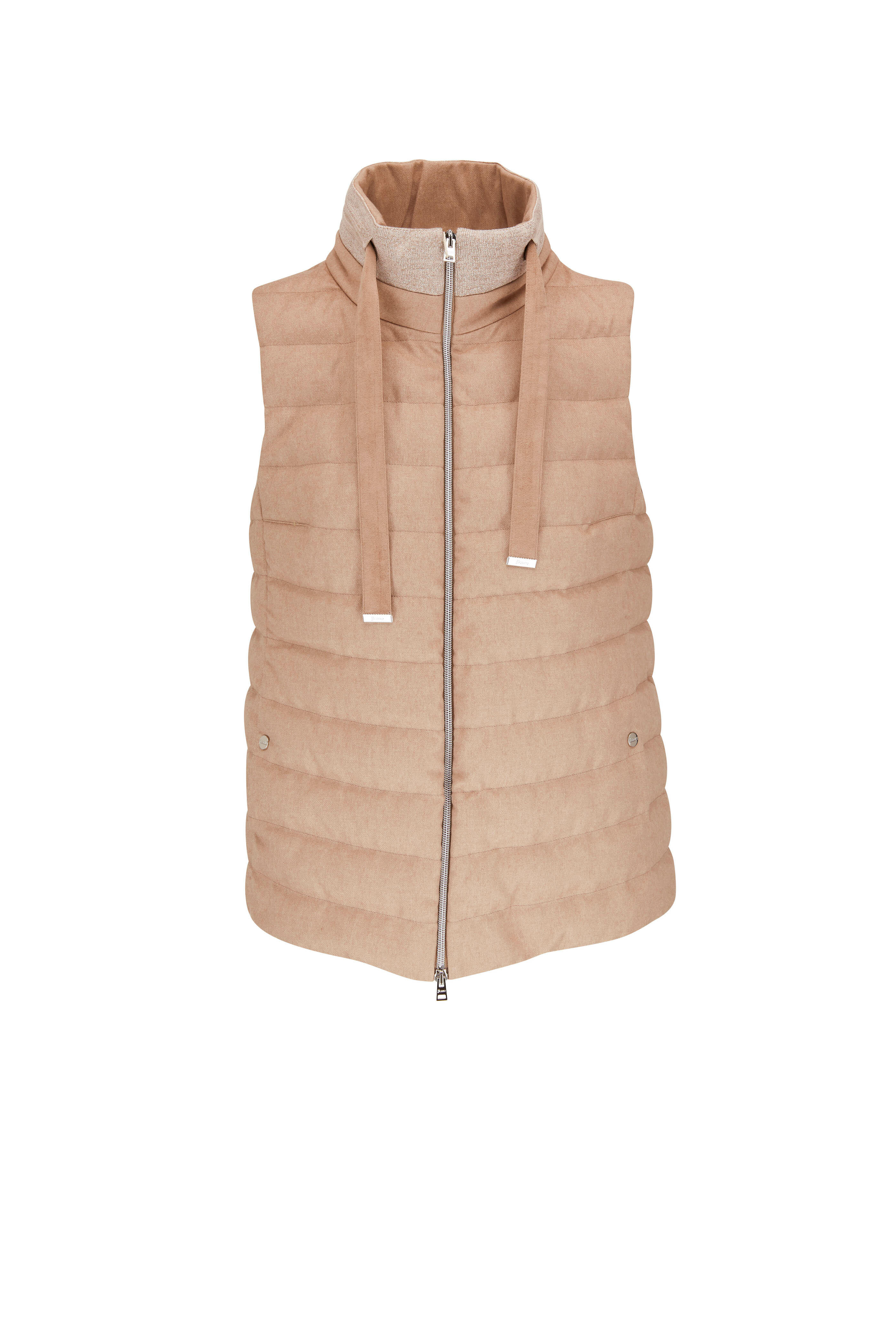 Herno - Tan Silk & Cashmere Puffer Vest | Mitchell Stores