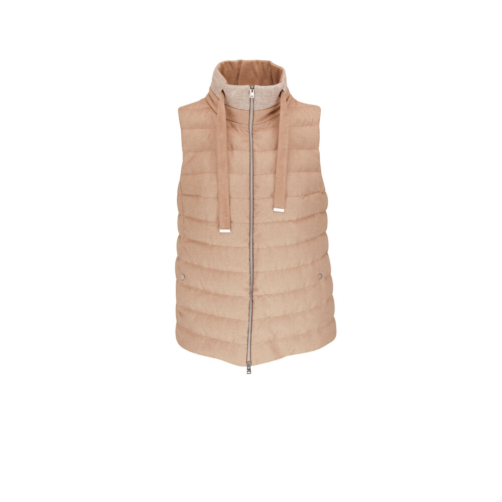 Herno - Tan Silk & Cashmere Puffer Vest | Mitchell Stores