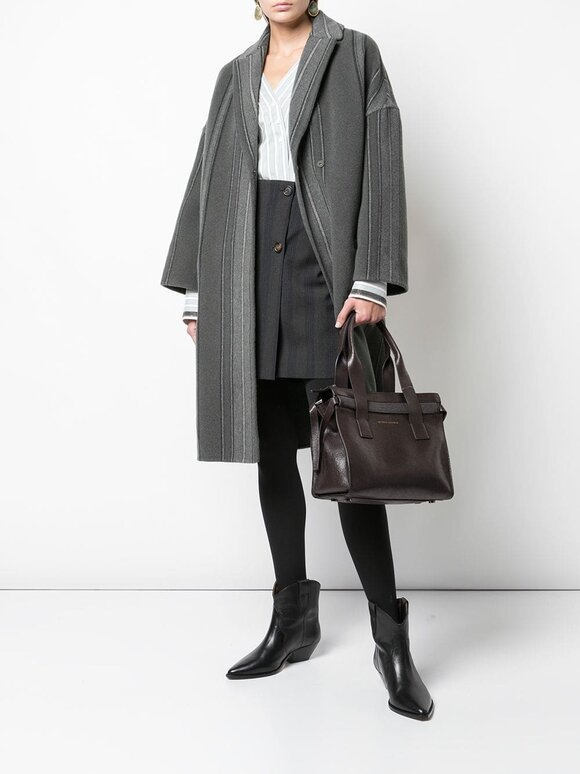 Brunello Cucinelli - Graphite Leather Monili Striped Tote