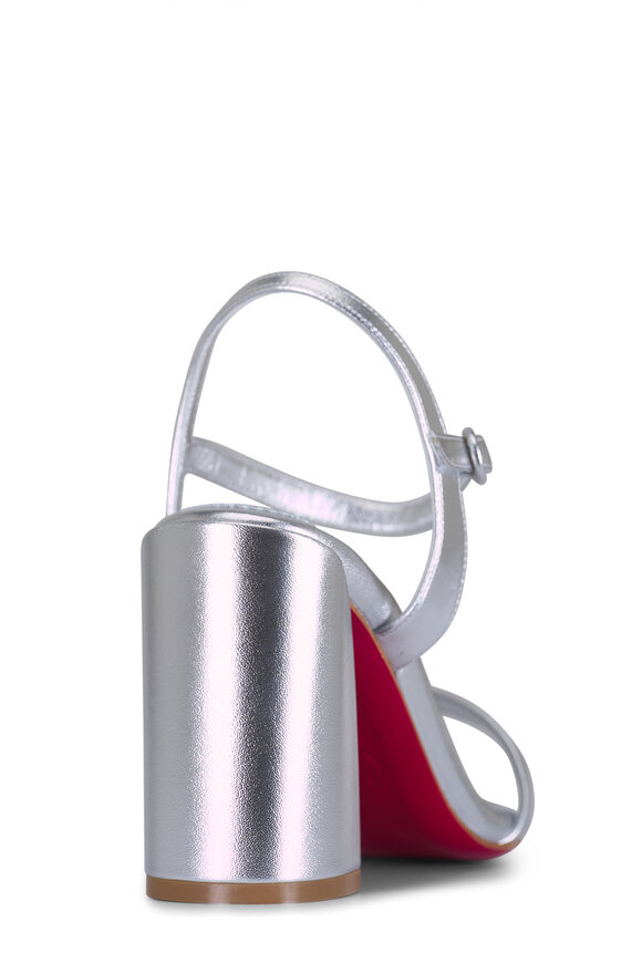 Christian Louboutin Miss Jane Silver Leather Sandal, 85mm - view 4