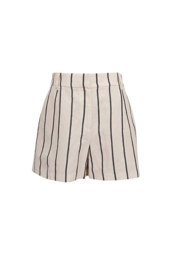 Brunello Cucinelli - Stripe Linen & Cotton Bermuda Shorts 