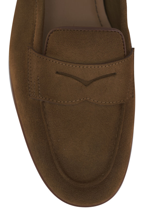 Santoni - Carla Light Brown Suede Penny Loafer