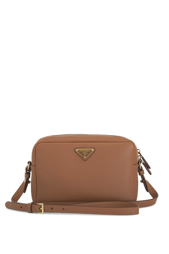 Prada - Zip Camera Caramel Soft Leather Crossbody Bag