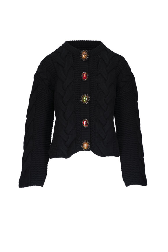 La Double J Portrait Black Crystal Embellished Cardigan