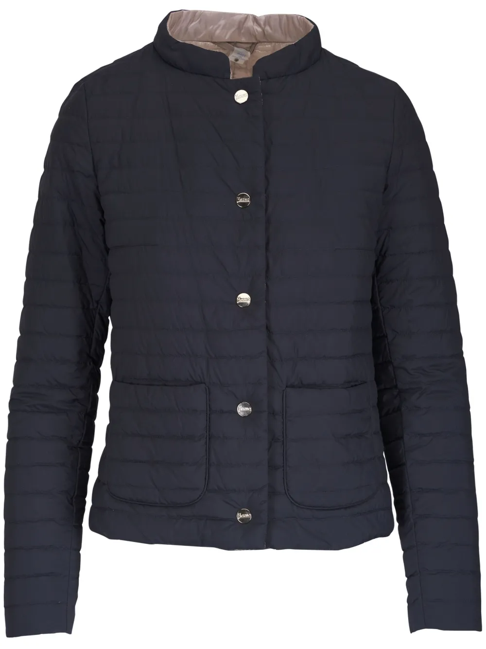 Herno - Matte & Shiny Navy Reversible Short Quilted Jacket