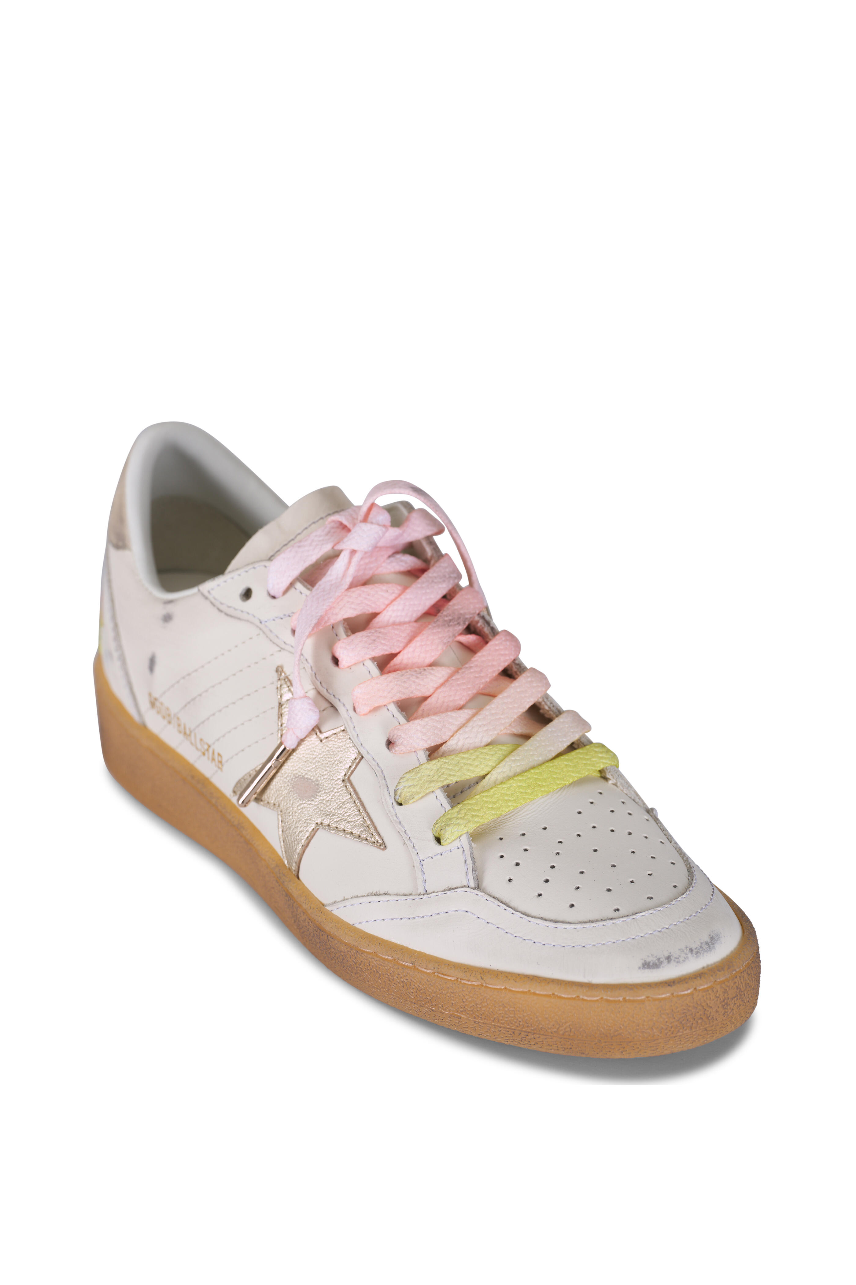 Golden Goose - Ballstar White, Platinum & Beige Low Top Sneaker
