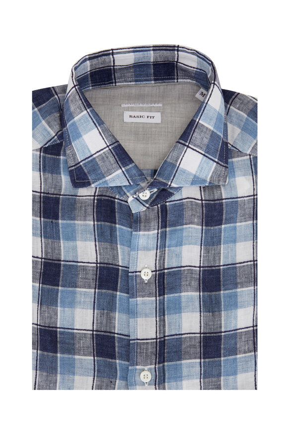 Washed Linen Cotton Check - Sky Washed Linen Cotton Check - Sky