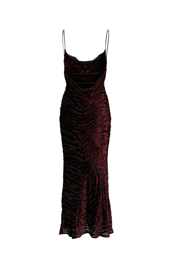 Saint Laurent - Zebra Devoré Velvet Cowl Neck Gown 