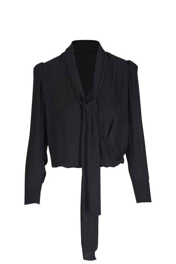 L'Agence Cambria Black Tie-Neck Blouse