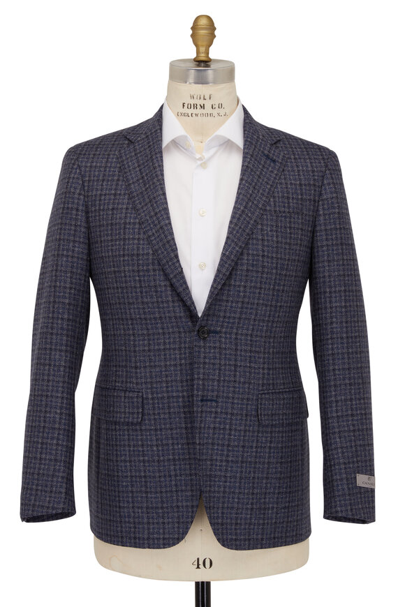 Canali - Gray, Navy & Blue Check Wool Sportcoat