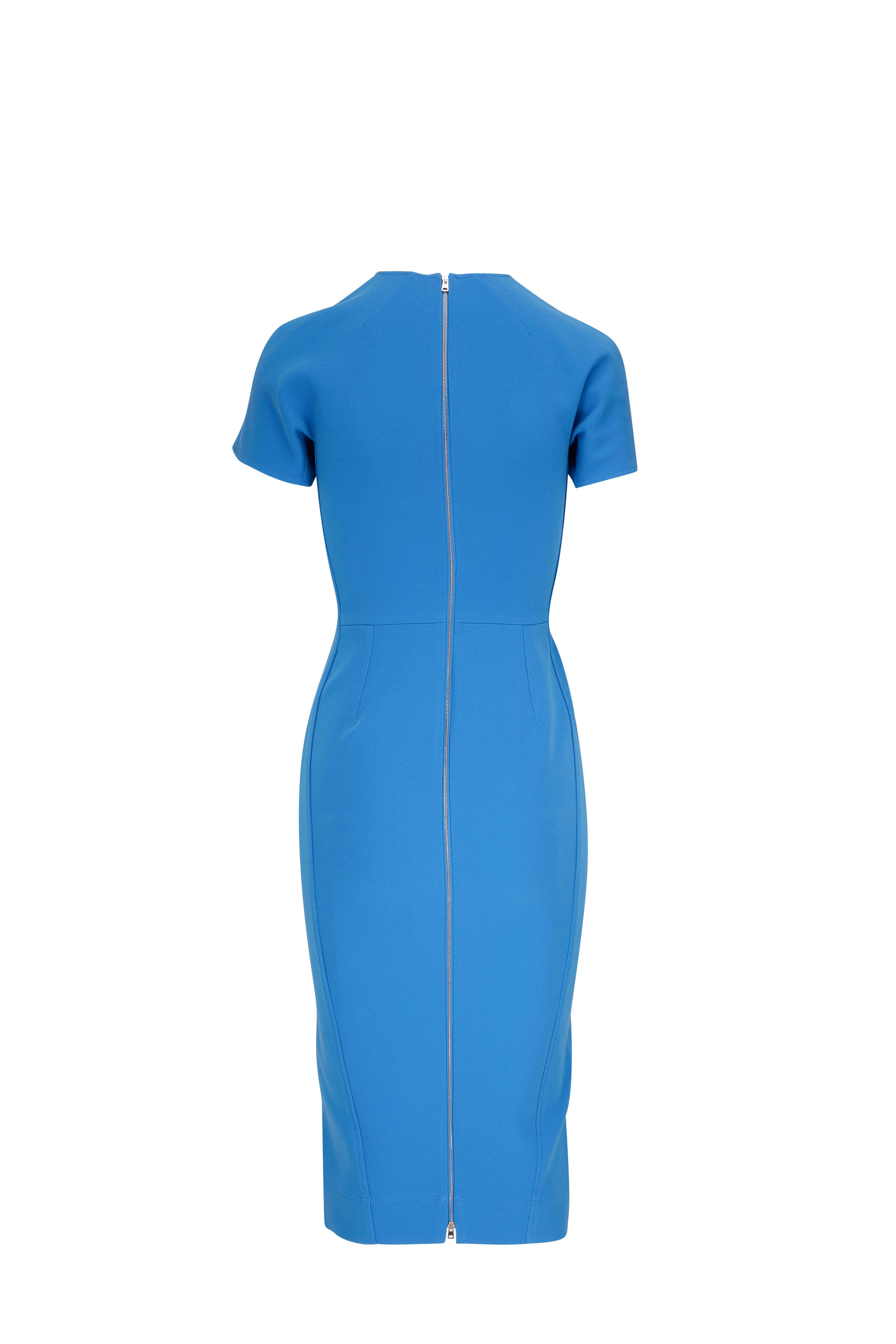 Victoria Beckham - Peekaboo Cornflower Blue Short Sleeve Dress