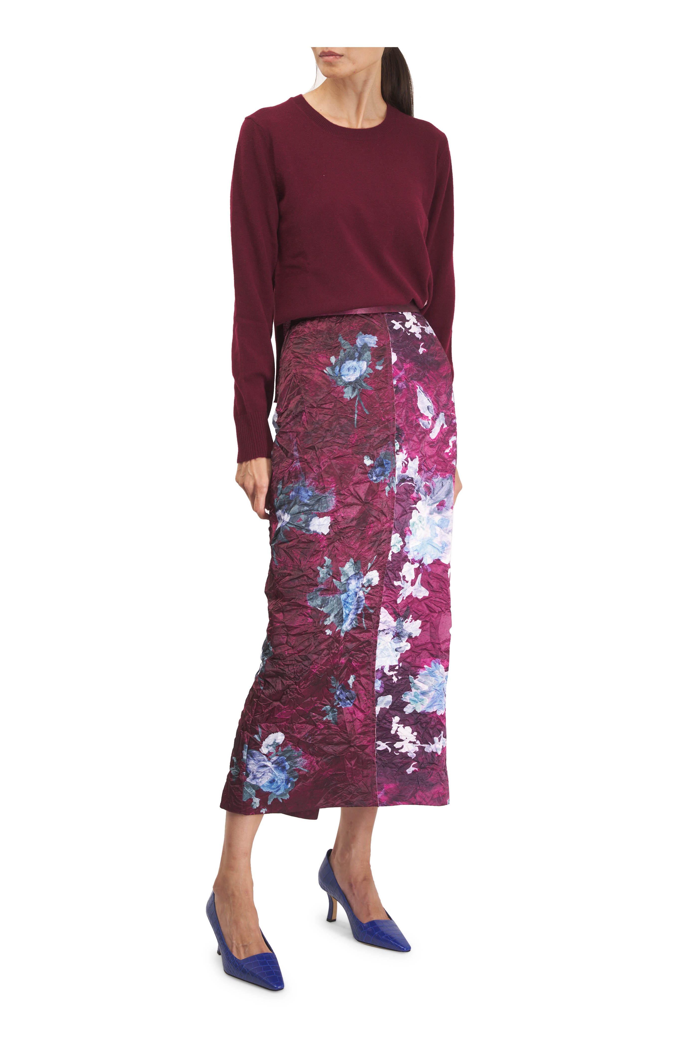 Manolo Blahnik - Moira Blue Embossed Leather Pumps, 70mm