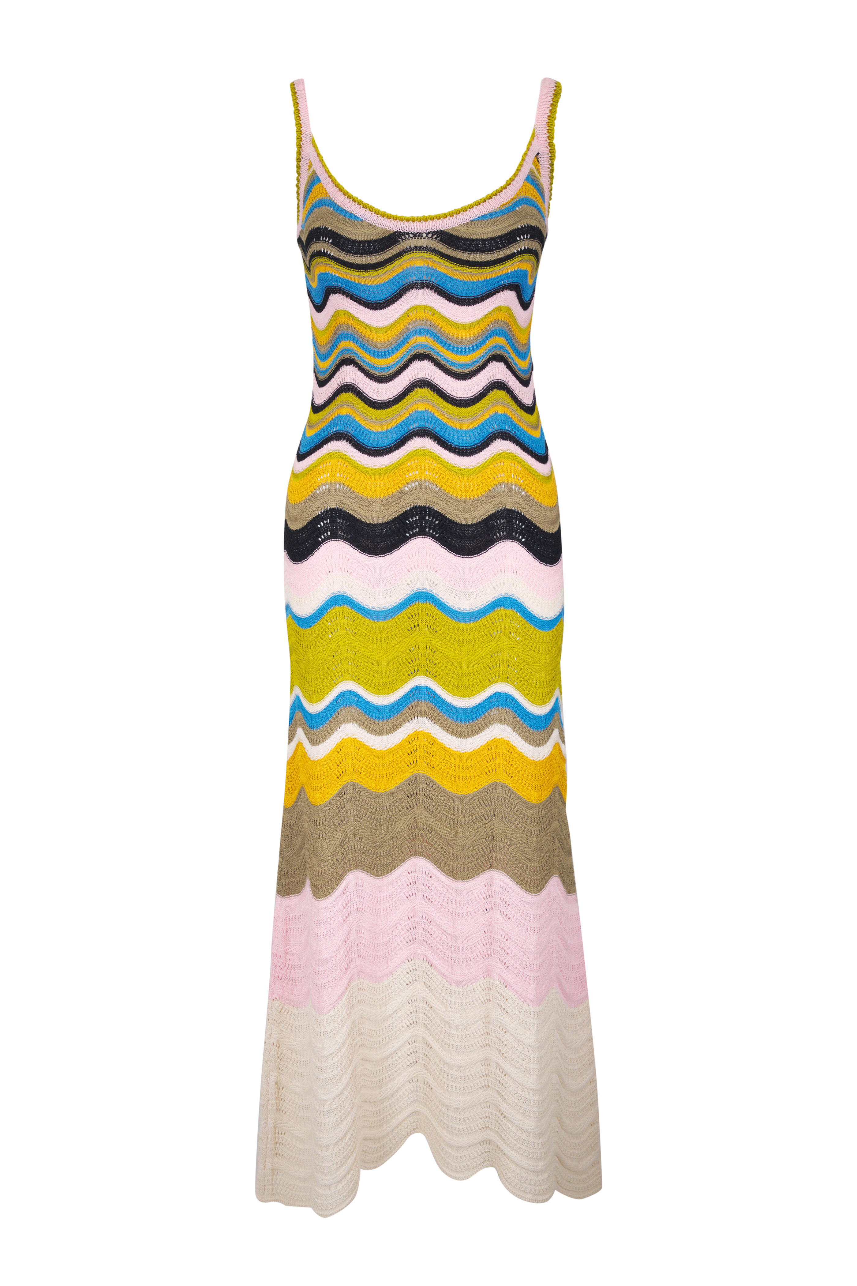 La DoubleJ - Chevron Multicolor Cotton Knit Midi Sundress - view 1