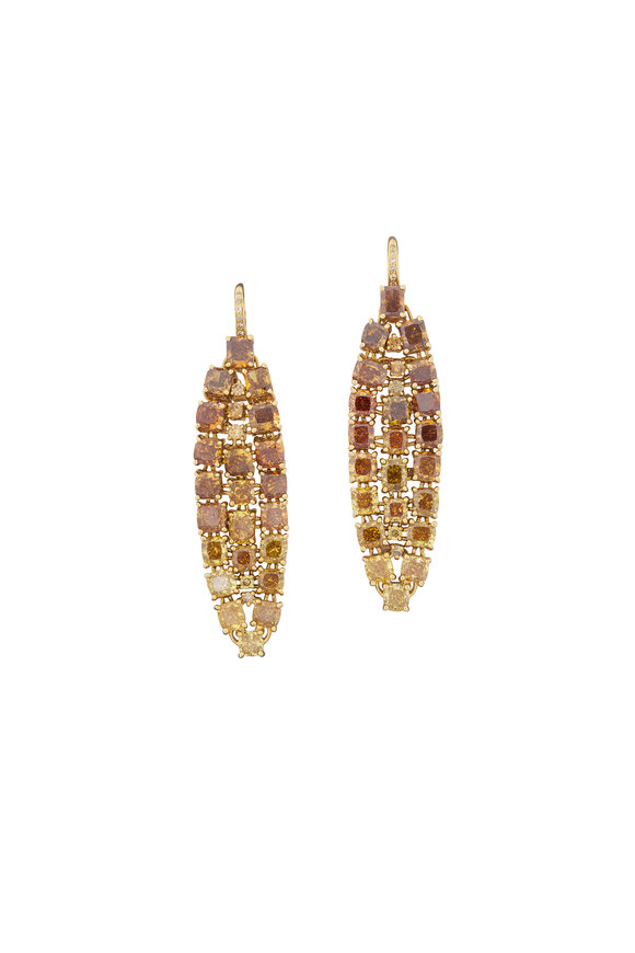 Sutra 18k Yellow Gold Mosaic Diamond Earring