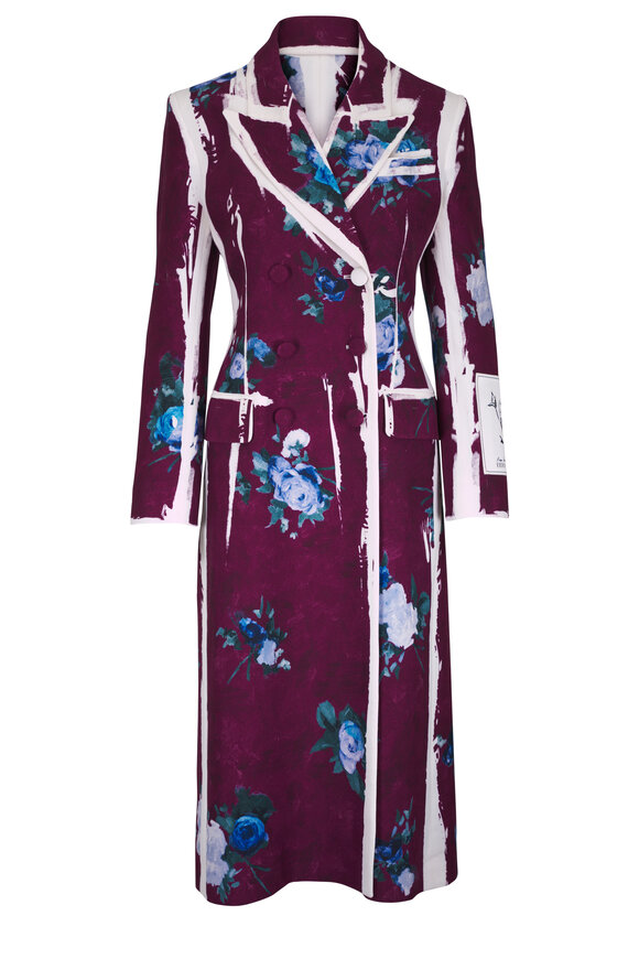 Erdem LW Tailoring Abstract Rose Mulberry Coat