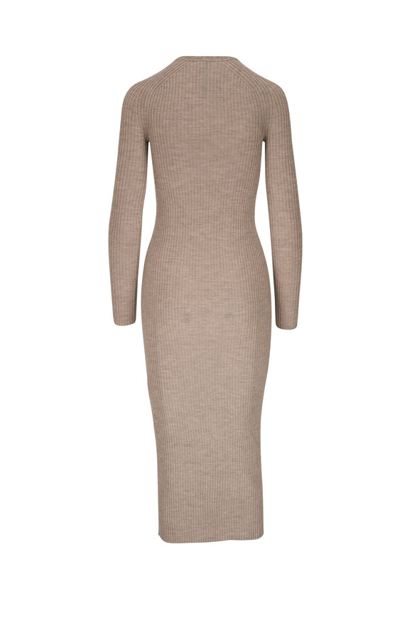 Totême - Gray Ribbed Merino Wool Dress