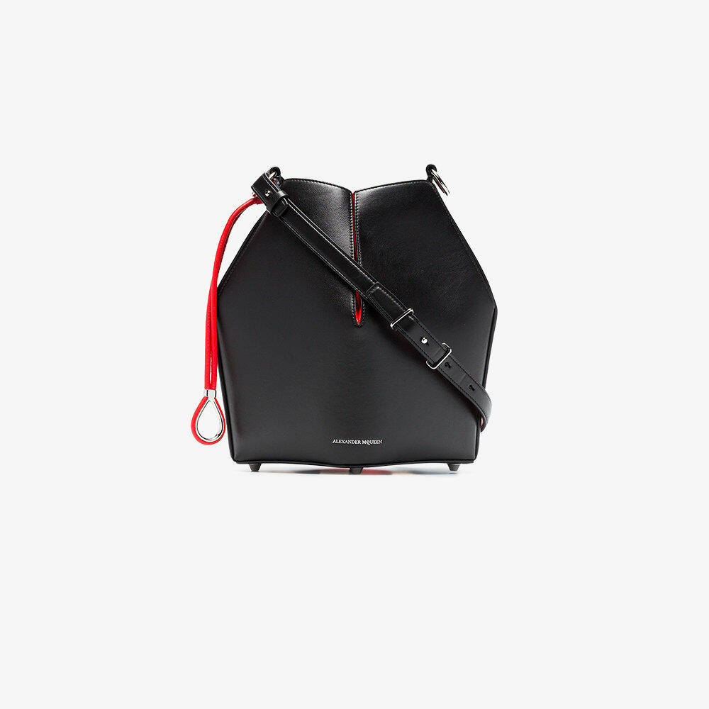McQueen - Black & Red Leather The Bucket Bag