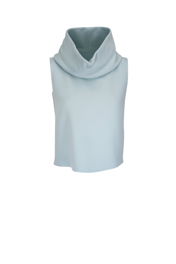 Loro Piana - Judith Mint Double-Faced Cashmere Cowl Neck Blouse