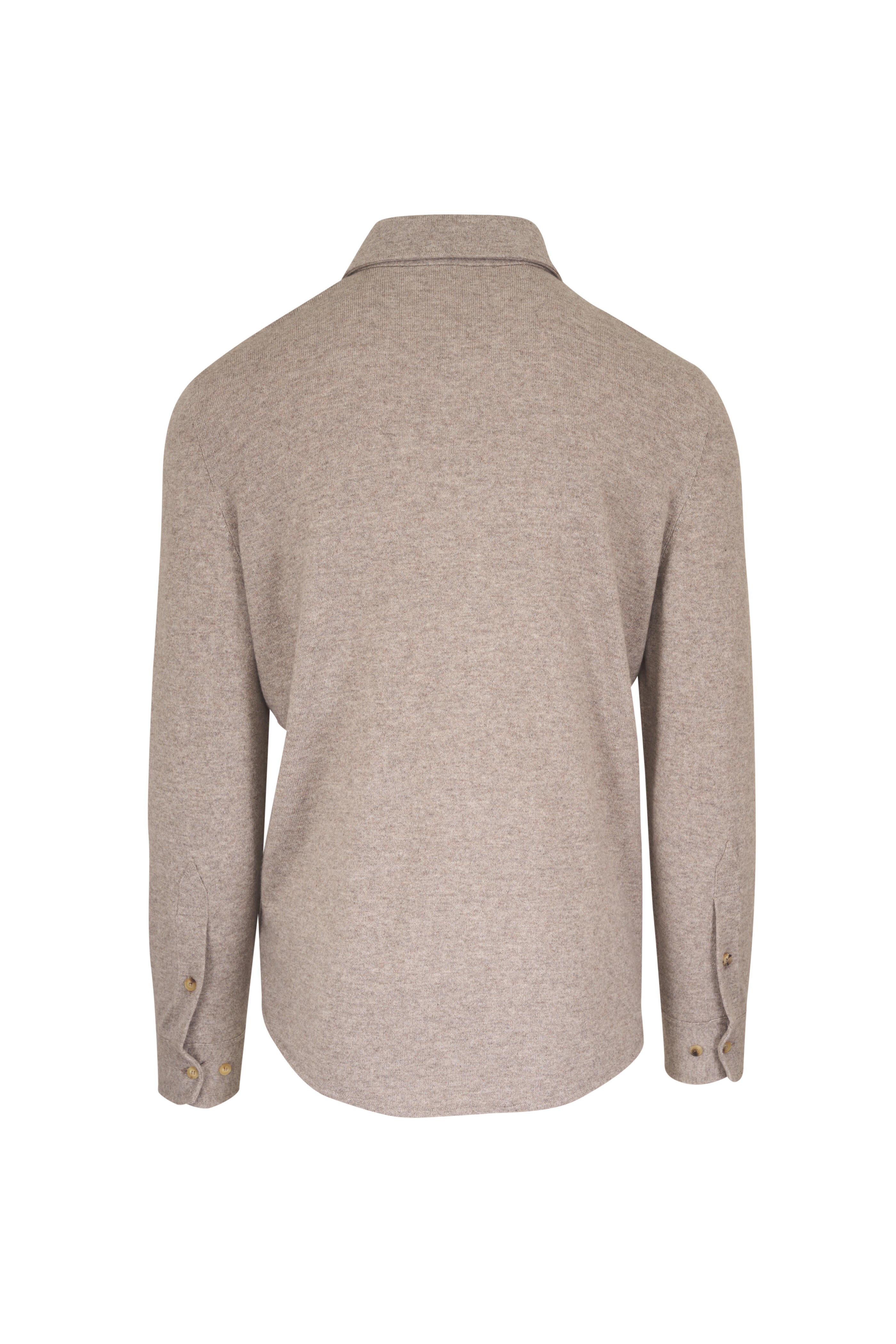 Brunello Cucinelli - Stone Western Wool, Cashmere & Silk Overshirt - view 2