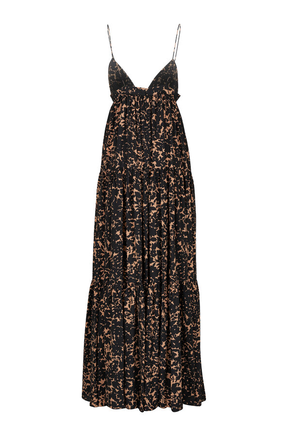 Michael Kors Collection - Suntan Tiered Maxi Silk Dress 