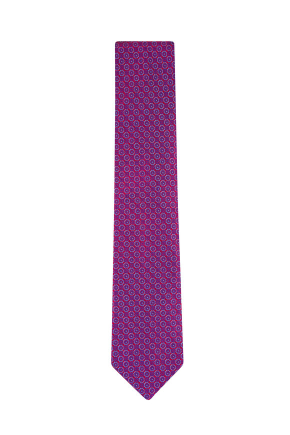 Eton Red Medallion Woven Silk Tie - view 1