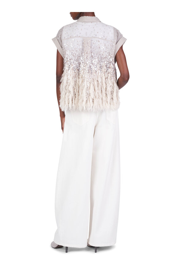Brunello Cucinelli Crispy Silk Chiffon Fil Coupé Dégradé Blouse - view 4