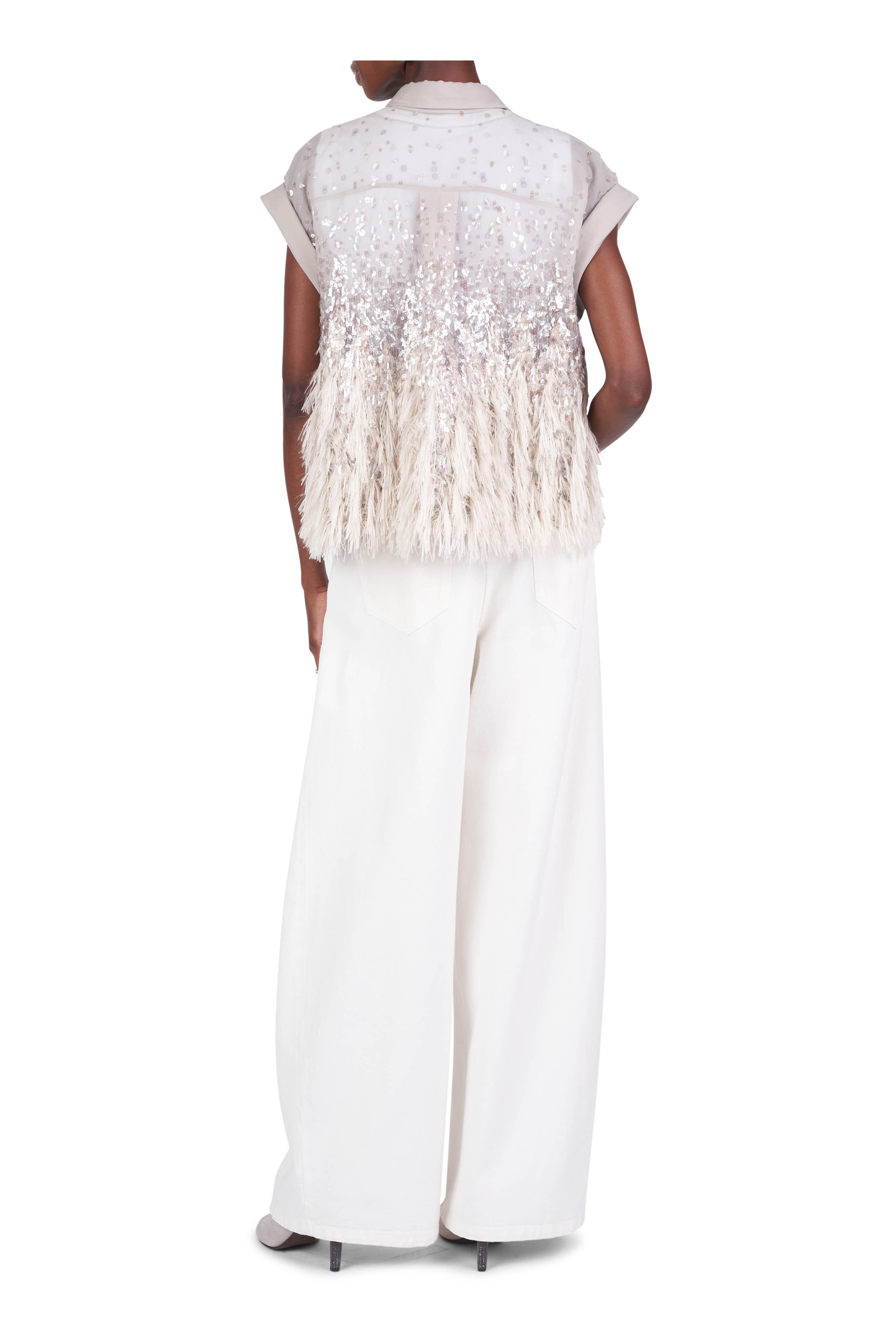 Brunello Cucinelli - Crispy Silk Chiffon Fil Coupé Dégradé Blouse