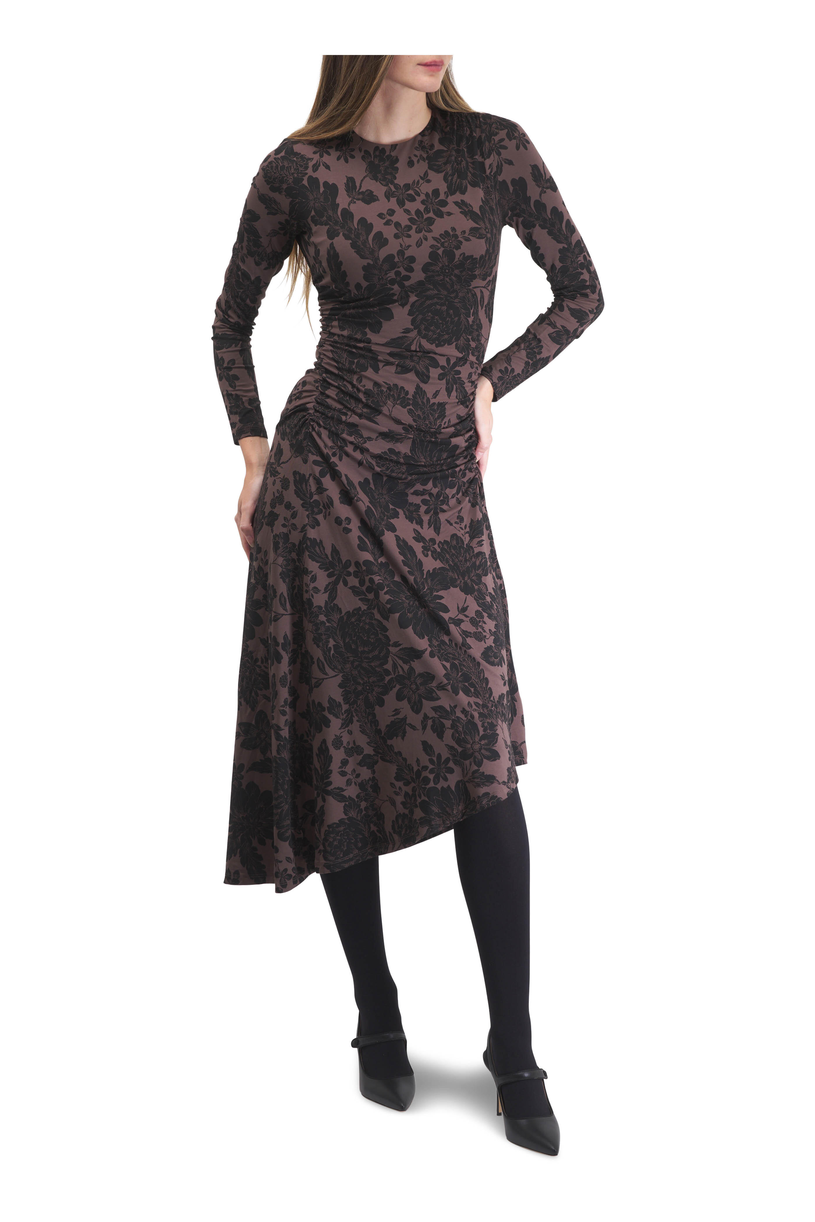 Veronica Beard - Theodora Dark Lichen & Black Floral Print Dress