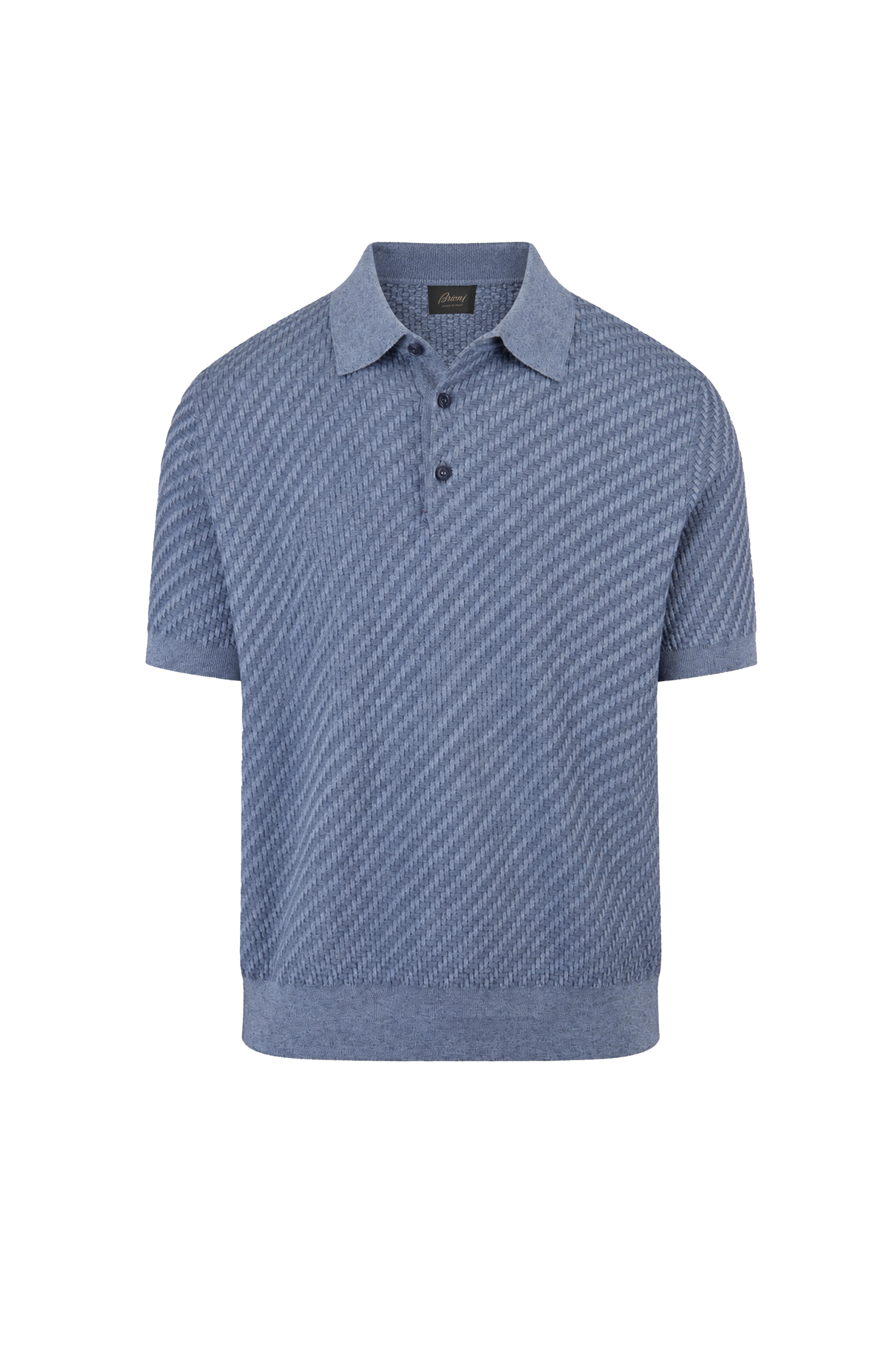 Brioni - Dusty Blue Trama Weave Polo - view 1