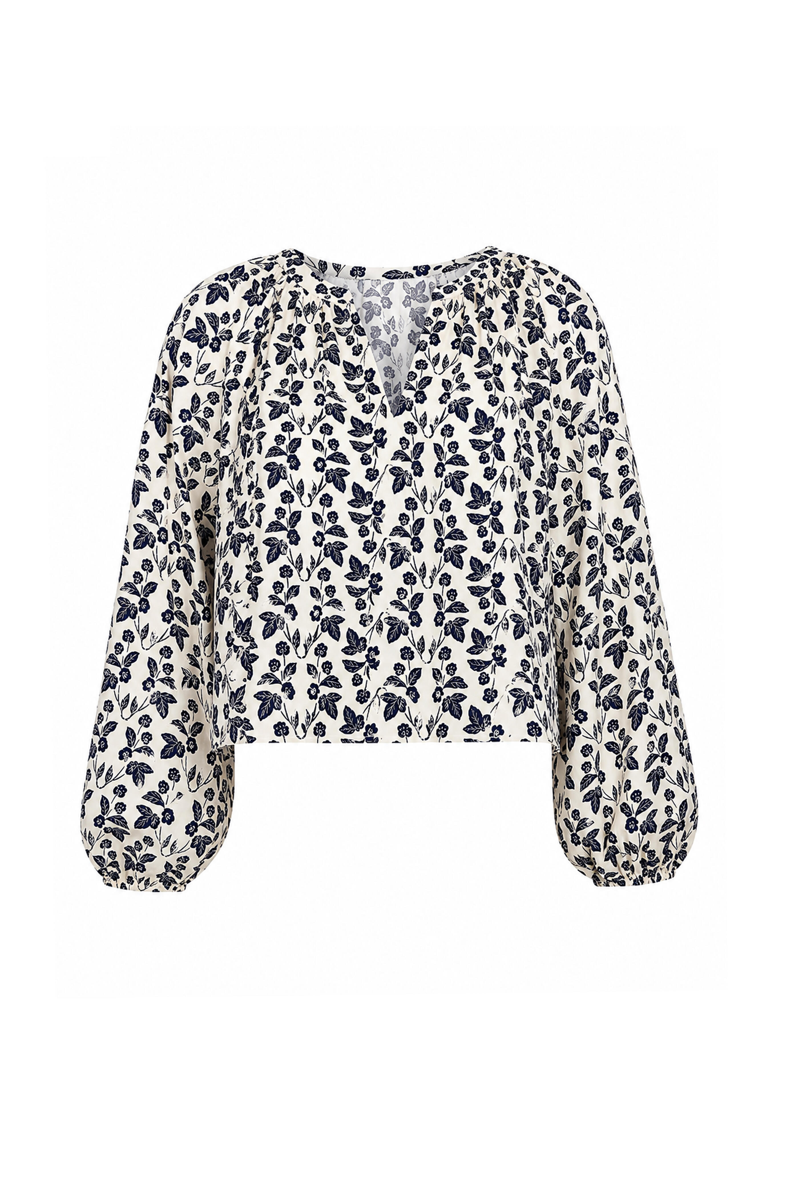 Tanya Taylor - Adelina Cream & Maritime Blue Print Blouse - view 1
