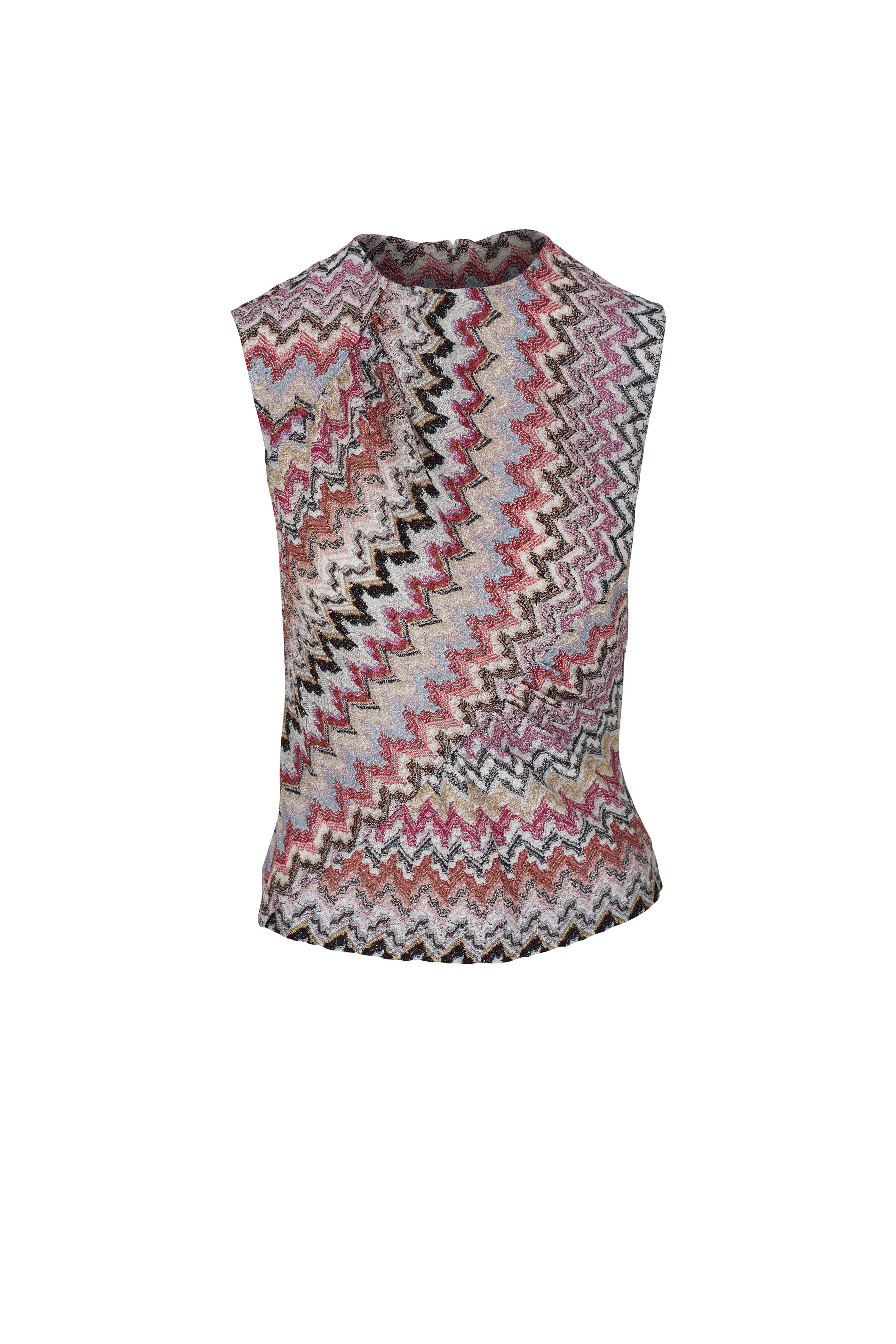 Missoni Pink Multi Wavy Zig Zag Lamé Tank Top