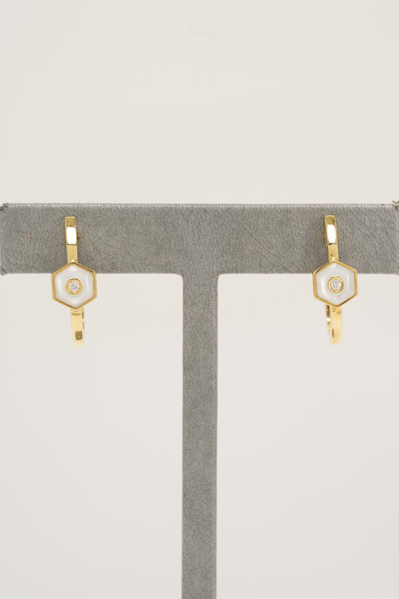 Miseno 18k Yellow Gold Diamond & Mother of Pearl Hoops