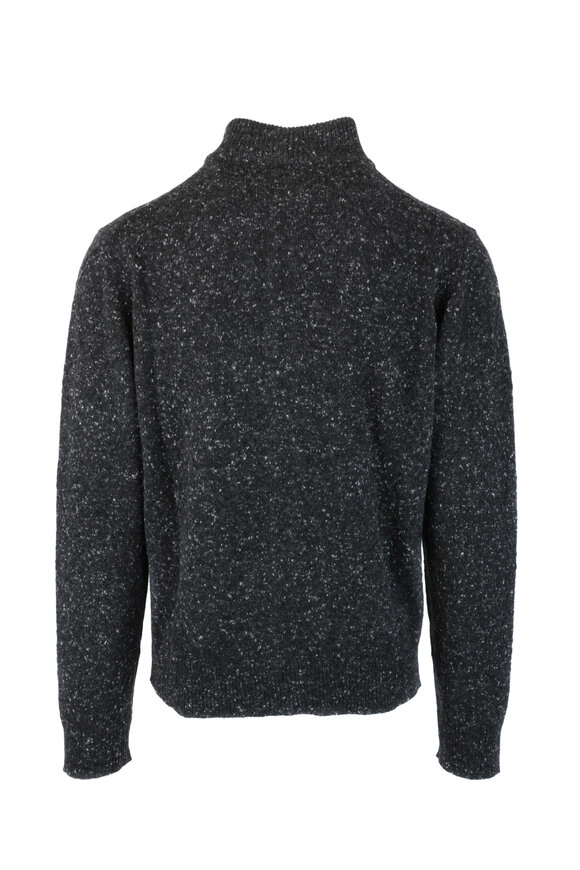 Isaia - Charcoal Gray Cashmere Zip Front Sweater 