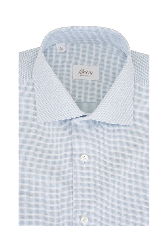 Brioni Mint Textured Cotton Dress Shirt