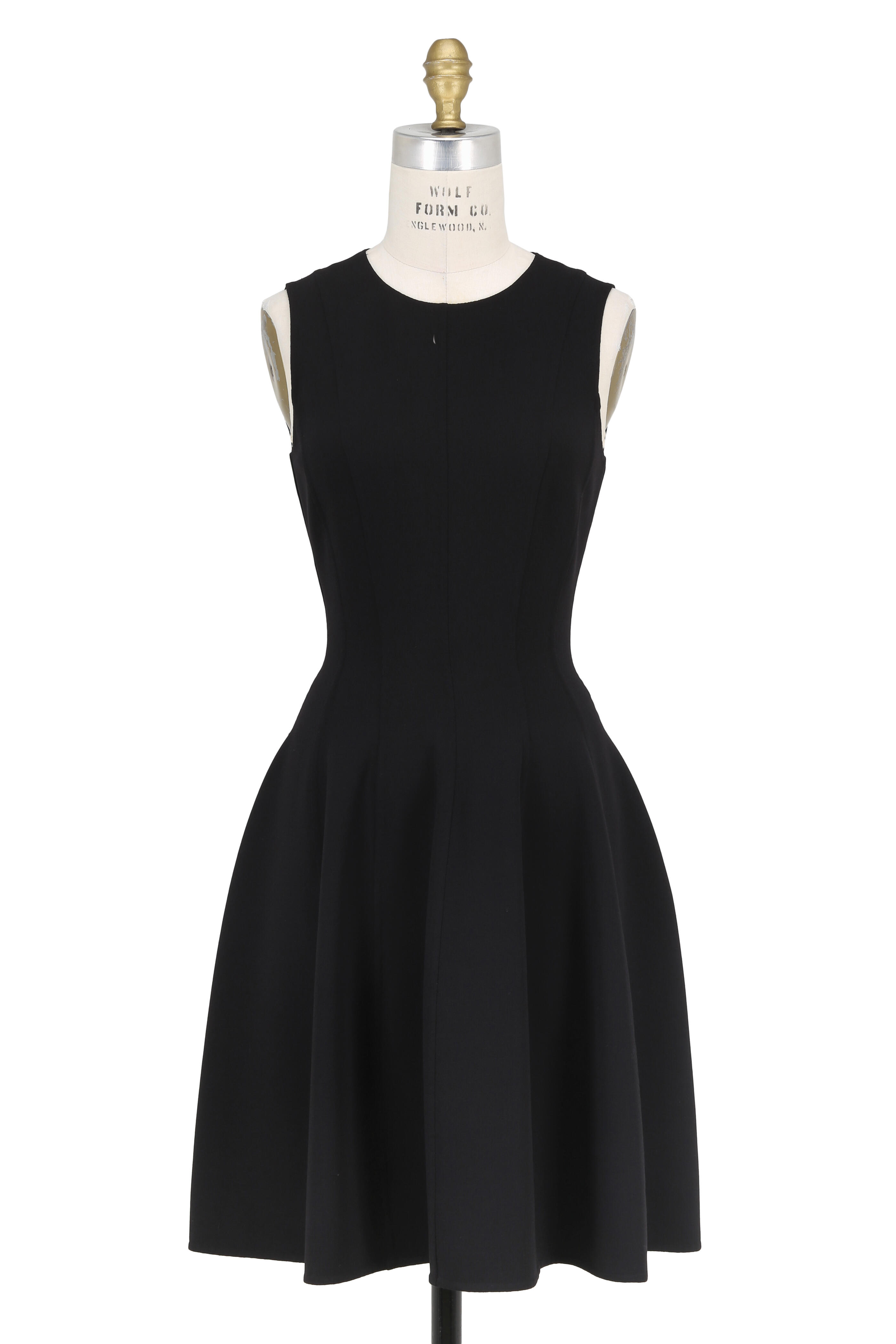 Michael Kors Collection - Black Stretch Wool Fit & Flare Sleeveless Dress