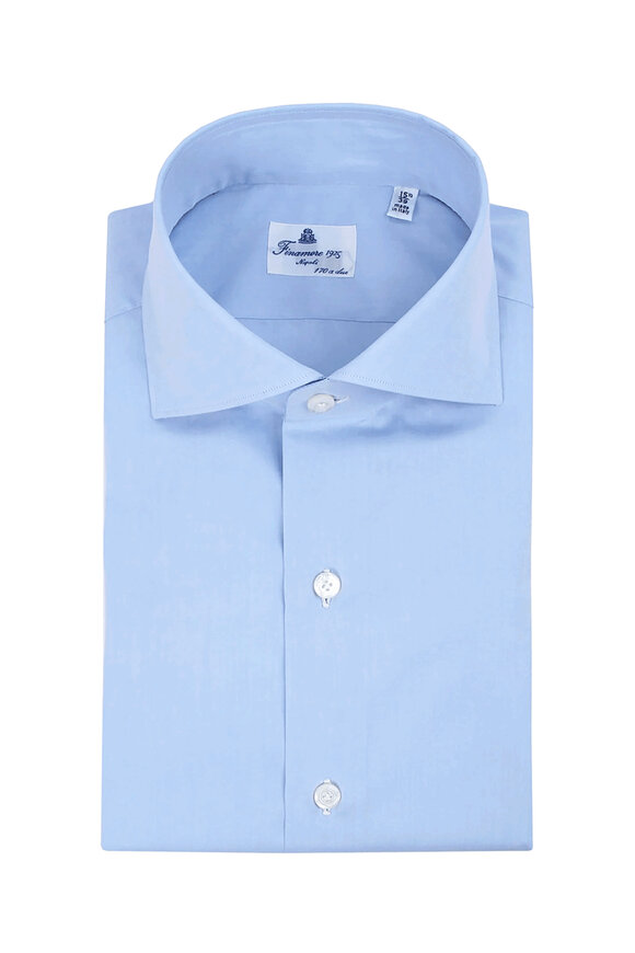 Finamore Blue Basic Napoli 170 Cotton Dress Shirt